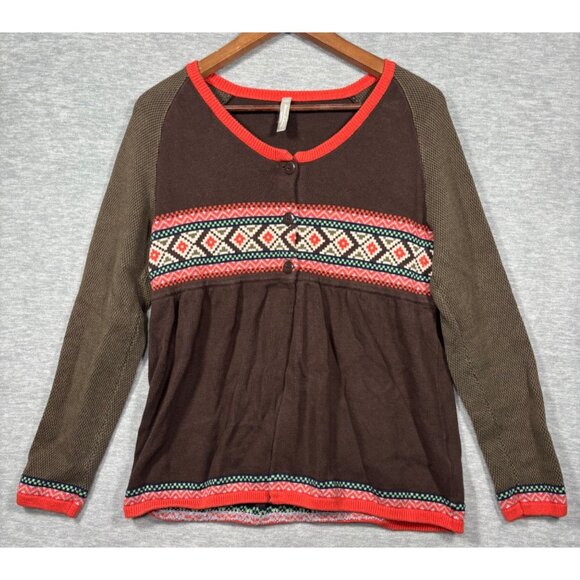 Hanna Andersson Girls Sweater M Cardigan Brown Button - Picture 1 of 5
